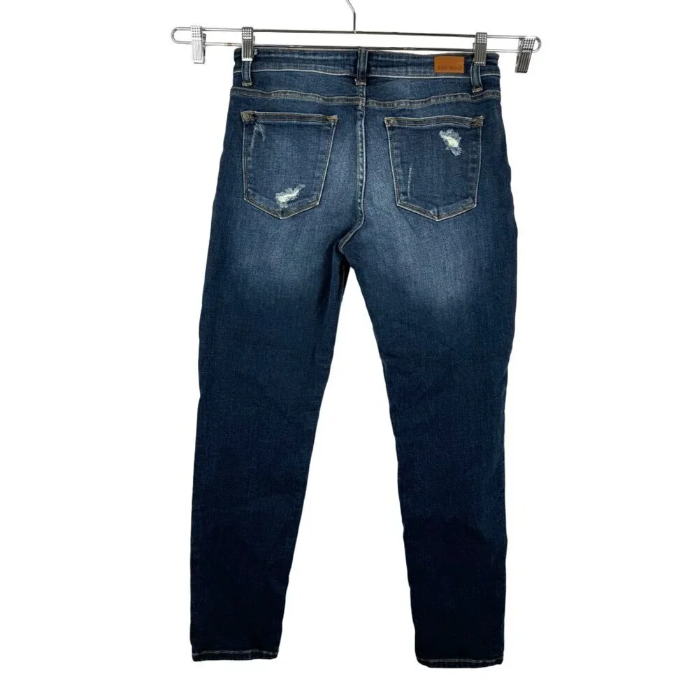 Judy Blue Slim fit distressed dark jeans skinny‎ stretchy sz 30